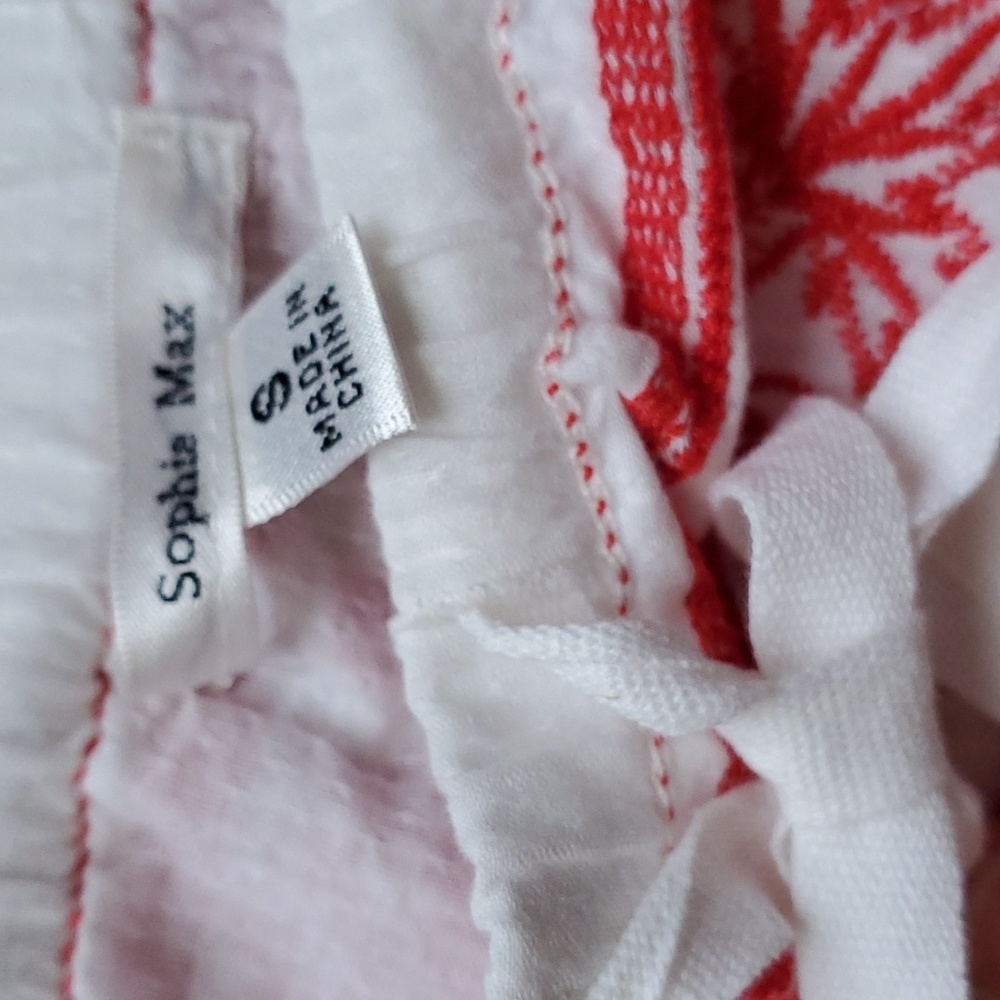 Sophie Max Red White Embroidered Floral Cotton Skirt - Picture 6 of 11